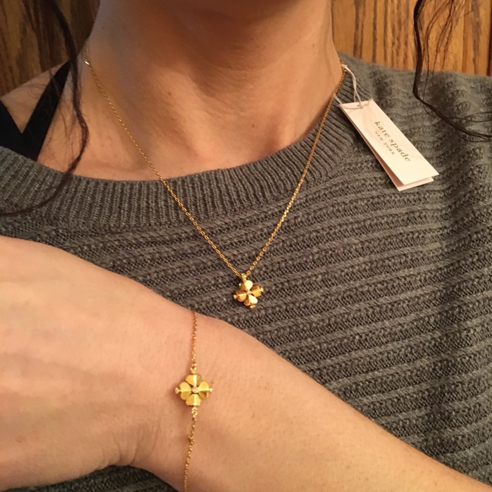 Kate Spade Logo Mini Flower Pendant & Bracelet NWT - Picture 6 of 6
